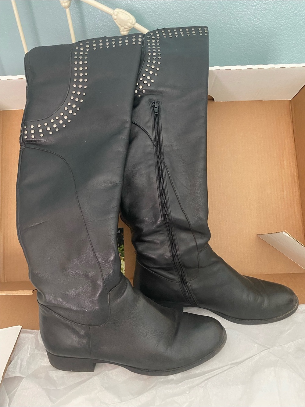 Soft Surroundings Black Over-the-Knee Studded Boots